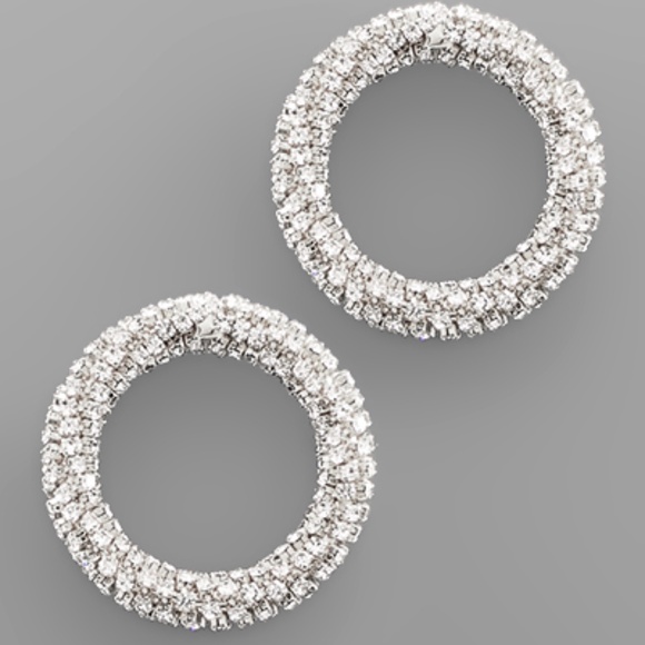35mm Crystal Beaded Circle Earrings - Picture 2 of 2